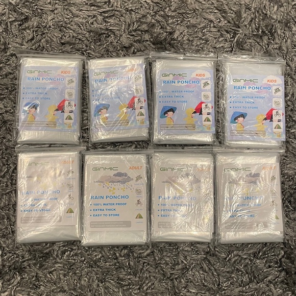 GINMIC Rain Waterproof Hooded Poncho Clear 4 Adults 4 Kids - Picture 1 of 3